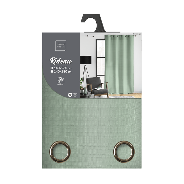 Cortină cu inele 140 x 260 cm SOLINE, verde