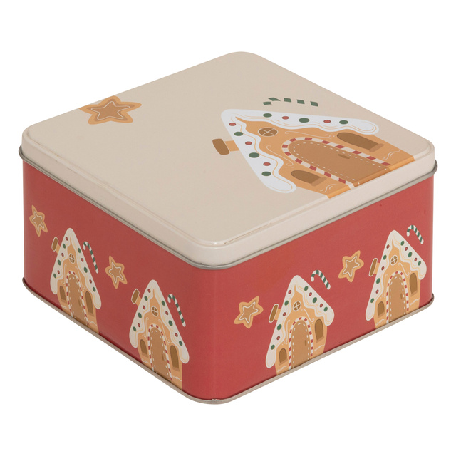 Containere metalice pentru biscuiți, 3 bucăți, roșu