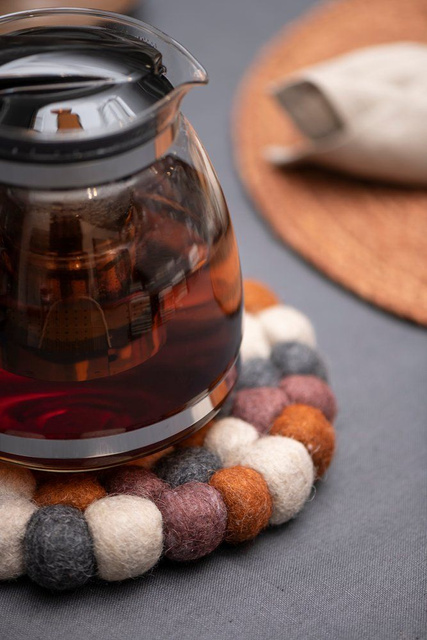 Suport decorativ din bile de lână PIHLA, Ø 20 cm