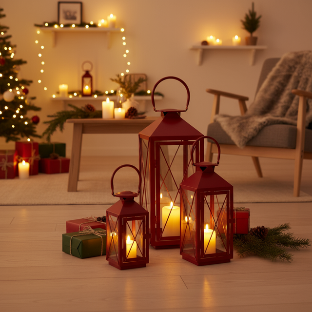 Set de felinare metalice, 3 buc.