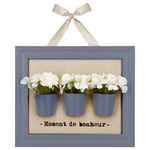 Decor de perete, 3 ghivece de flori, 38 x 32 cm, negru