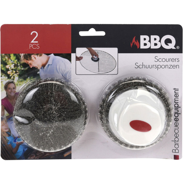 Sarma metalica de otel cu maner pentru curatarea gratarului, 2 bucati