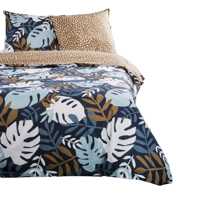 Set lenjerie de pat din bumbac Tropical Vibe, reversibila, 220 x 240 cm