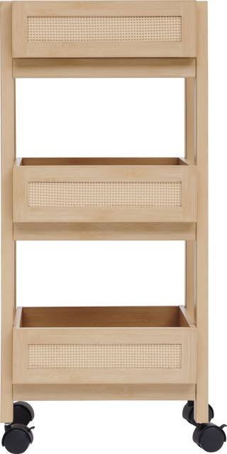 Cărucior de bucătărie pe roți CANE, împletitură vieneză, 39,6 x 30 x 85,5 cm