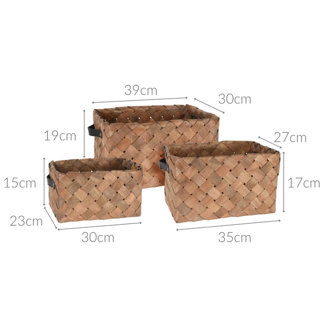 Set trei cosuri impletite, natural