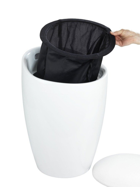 Pufa CANDY WHITE - coș de rufe, 2 în 1, WENKO, alb
