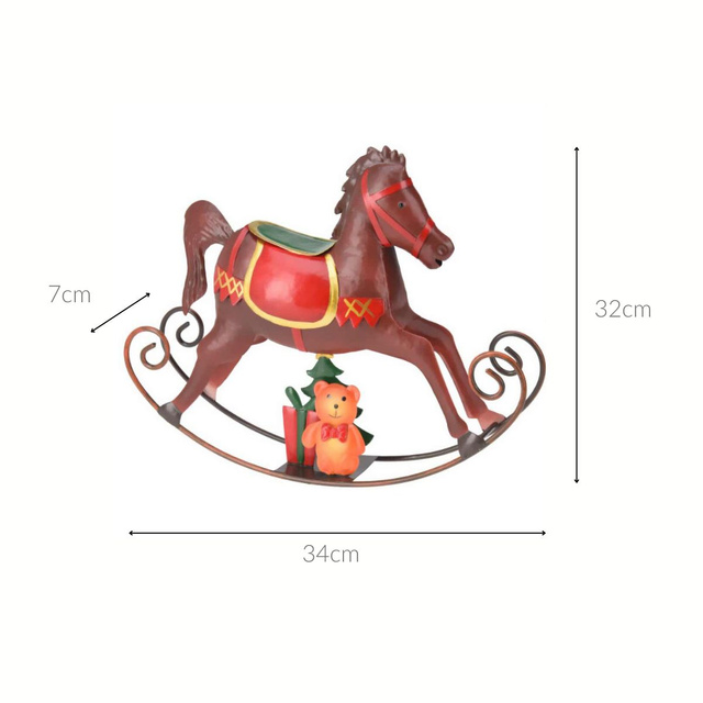 Căluț metalic pe arc, figură de sărbătoare 34 cm