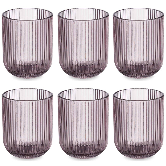 Pahare pentru apa LINES din sticla canelata, set de 6, 270 ml