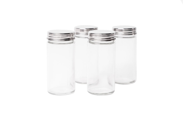 Raft metalic pentru condimente + recipiente din sticlă - 17 elemente incluse