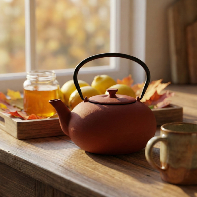 Ceainic din fontă cu infuzor NOMI, 800 ml, roșu