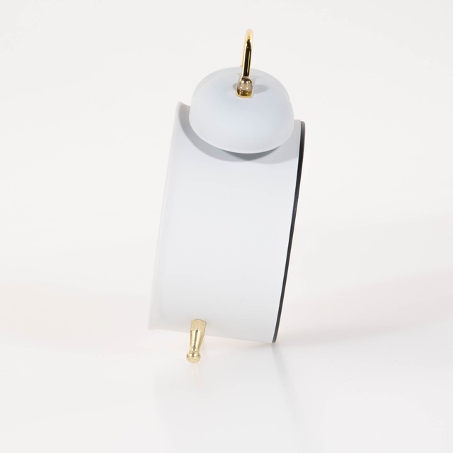 Ceas de masa cu alarma si limbii aurii, alb, 10 x 5,5 x 13,5 cm