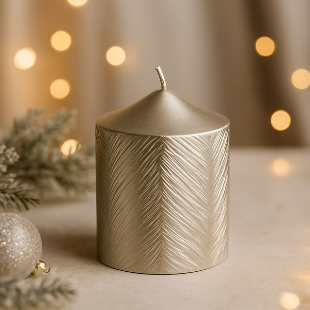 Lumânare decorativă cu model metalic, 5 x 6 cm