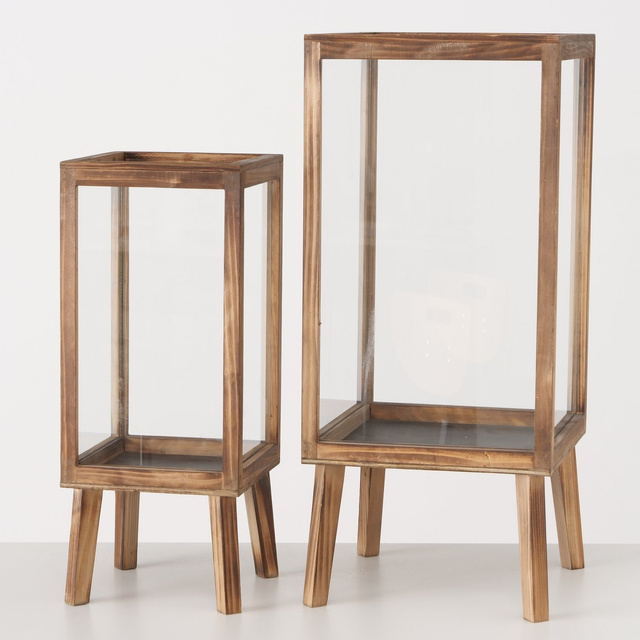 Set 2 felinare din lemn Malika