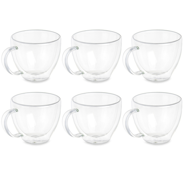 Set cesti termice pentru cafea sau ceai, pereti dubli, 6 cesti, 140 ml