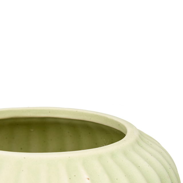 Vaza ceramica cu striatii, verde, inaltime 40 cm