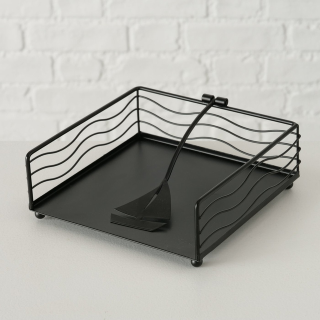 Suport pentru șervețele din metal negru Shirin, 17 x 17 cm