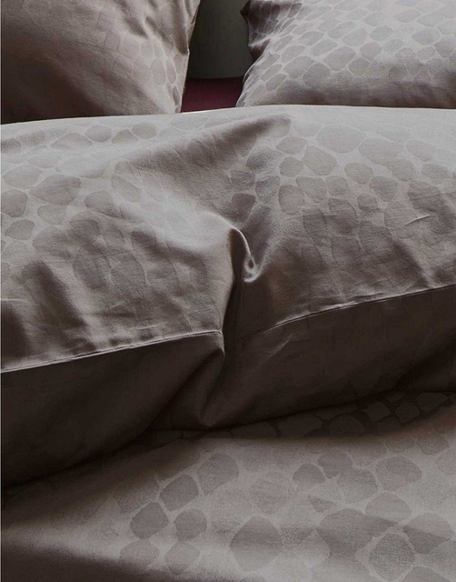 Set de lenjerie din bumbac satinat în nuanță de gri, fețe de pernă decorative cu motiv animalier, Essenza, 200 x 220 cm