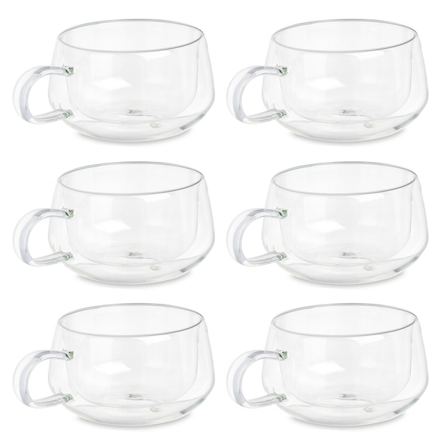 Set cani termice pentru cafea sau ceai, pereti dubli, 6 cesti, 280 ml