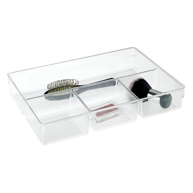 Organizator pentru cosmetice Wenko Femne, 4 compartimente, Plastic, Transparent