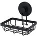 Coș de baie pentru săpun solid, cu ventuze, negru, 13,4 x 11,5 x 11,5 cm