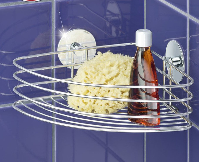 Raft de colț pentru baie, coș Turbo-Loc - oțel cromat