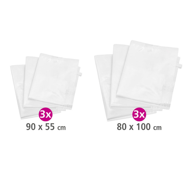 Pungi de ambalare in vid pentru haine Wenko, 6 bucati, Plastic, Transparent