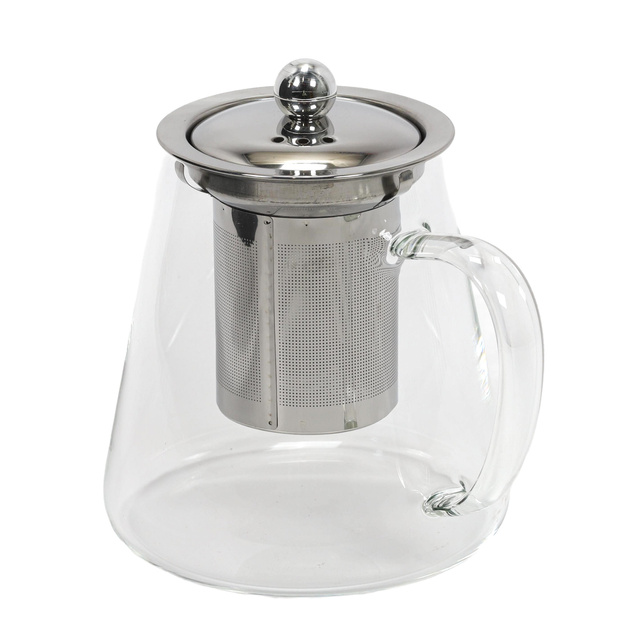Ceainic cu infuzor, din sticla si transparent.
