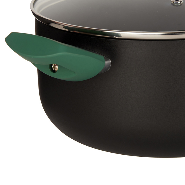 Oală din aluminiu Ø 24 cm cu capac din sticlă