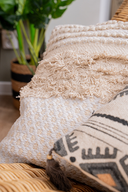 Pernă decorativă etnică AZTEC, 40 x 40 cm, cu paiete