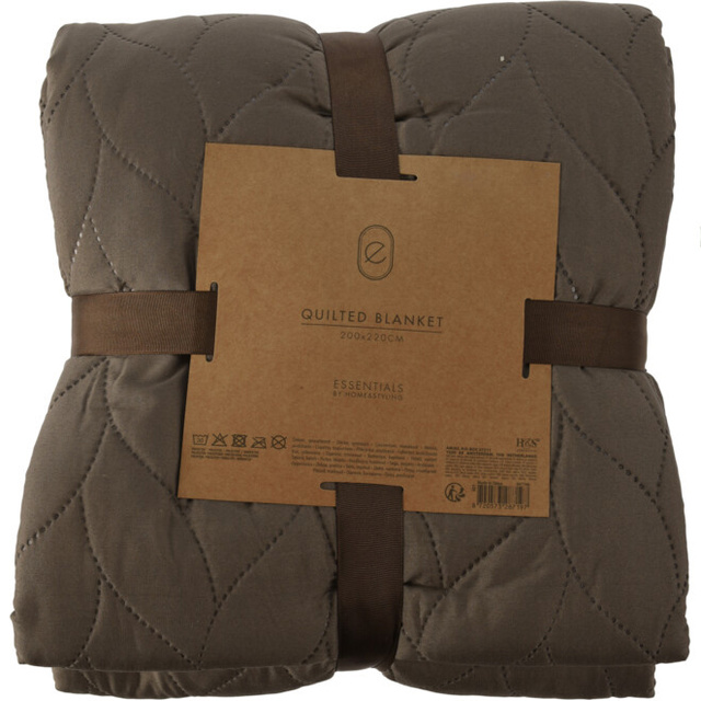 Patura matlasata pentru pat, maro, 200 x 220 cm