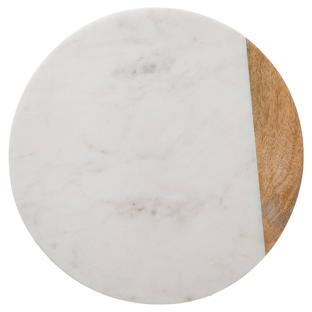 Tava rotativa GEOM HYGGE, Ø 30 cm, marmură, alb