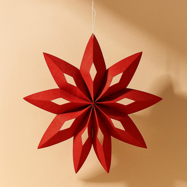 Stea de Crăciun din fetru, roșie, Ø 50 cm