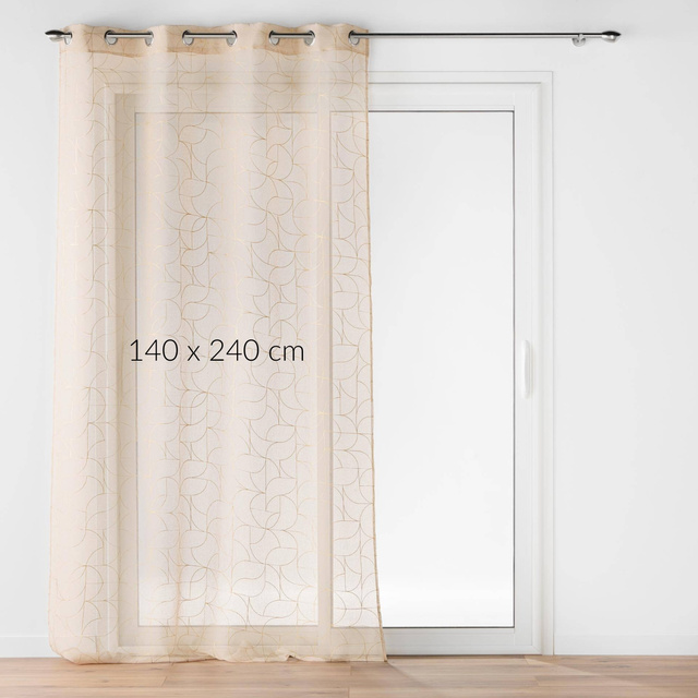 Perdea cu inele și imprimeu aur, LOUXOR, 140 x 240 cm