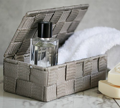 Organizer cu capac ADRIA, recipient pentru baie, WENKO, gri închis