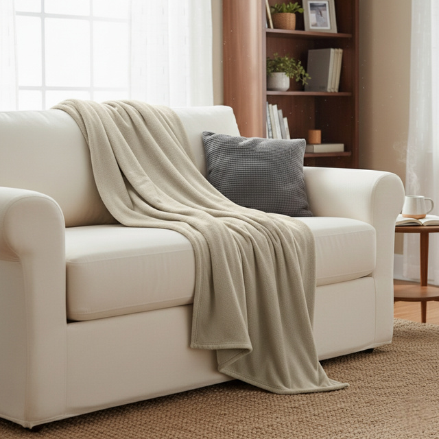 Pătură din pluș 180 x 220 cm, bej