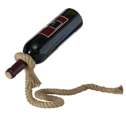 Suport pentru sticle de vin din fier, împletit cu sfoară, 15 x 16 cm