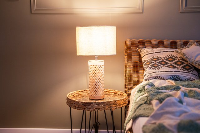 Lampa de masa SALMA cu baza din bambus, 47 cm