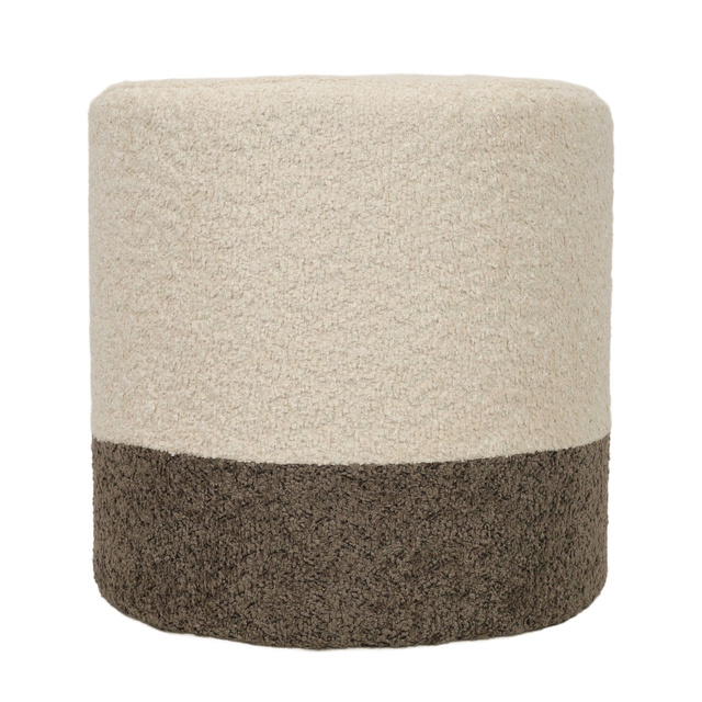 Puf rotund tapițat în două culori boucle, Ø 35 x 34 cm
