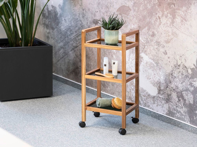 Etajeră mobilă din lemn de salcâm FONDI, 3 niveluri, înălțime 76,5 cm