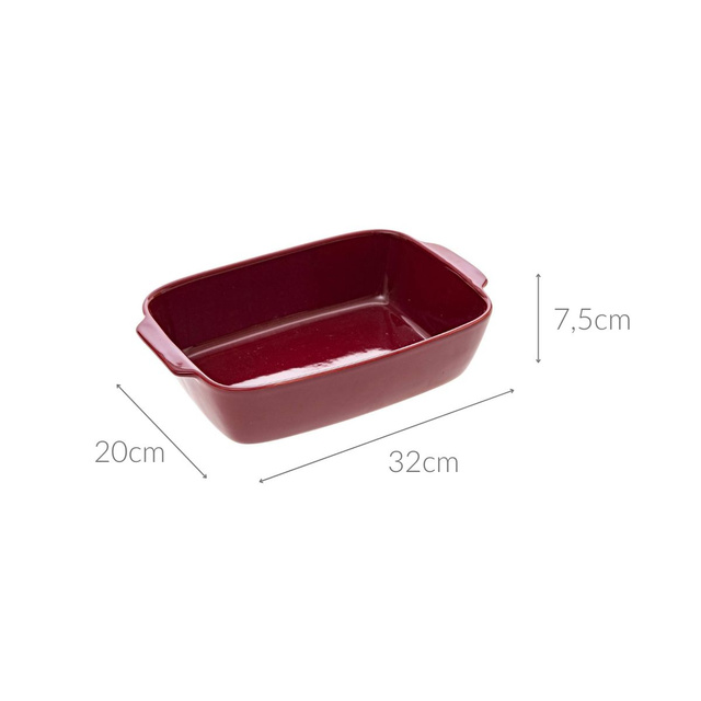 Tava de copt, ceramica, 32 x 20 cm, rosu
