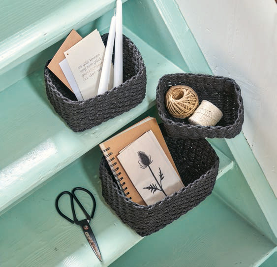 Set 3 cosuri depozitare, hartie impletita