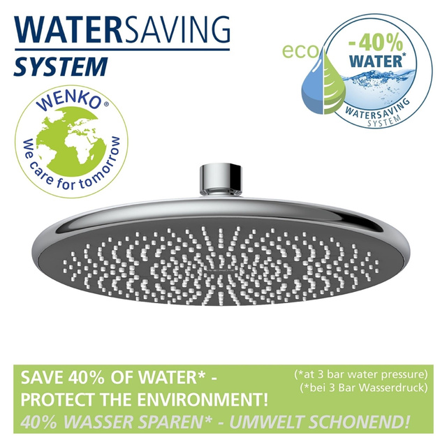 Cap de dus de tavan cu economie de apa, Ø 22,5 cm, gri, WENKO