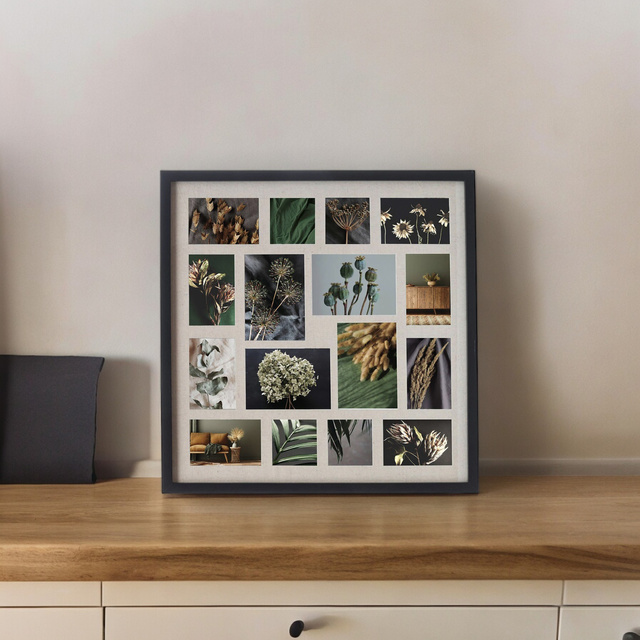 Rama pentru 16 fotografii TONY, neagră, 63 x 63 cm