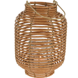 Felinar din ratan cu suport din sticla