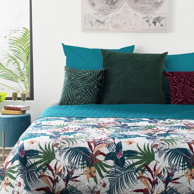 Cuvertură de pat cu două fețe, model junglă, 240 x 220 cm