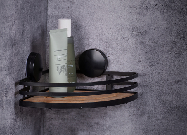 Raft de colt pentru dus ALBA Static-Loc, negru, Wenko