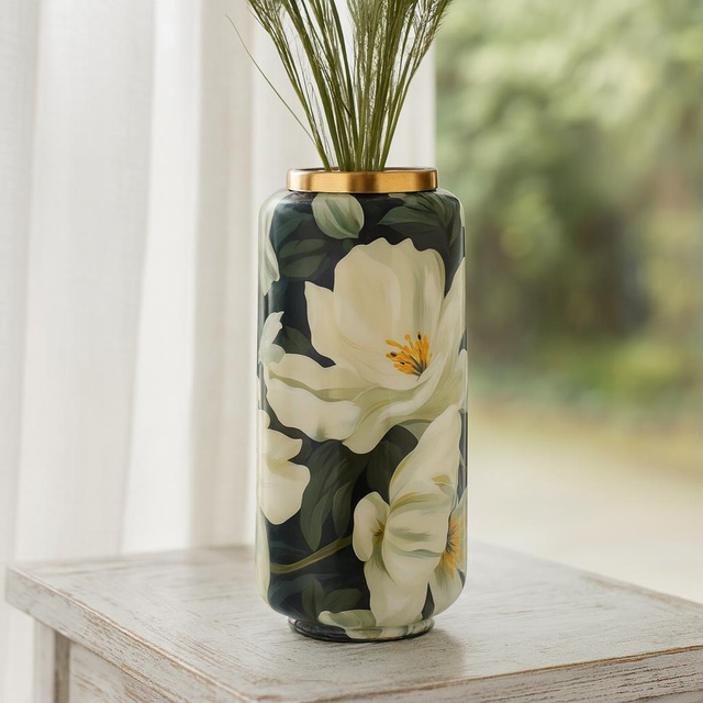 Vază decorativă BADU din metal, contur auriu