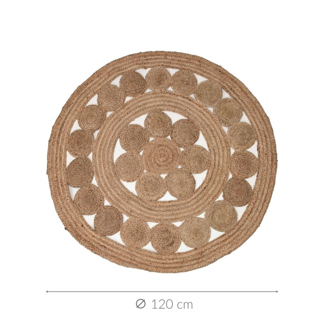 Covor de iută, Ø 120 cm, cu un model