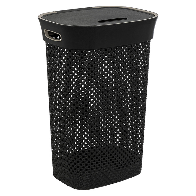 Coș de rufe cu capac gri Purl, 60L