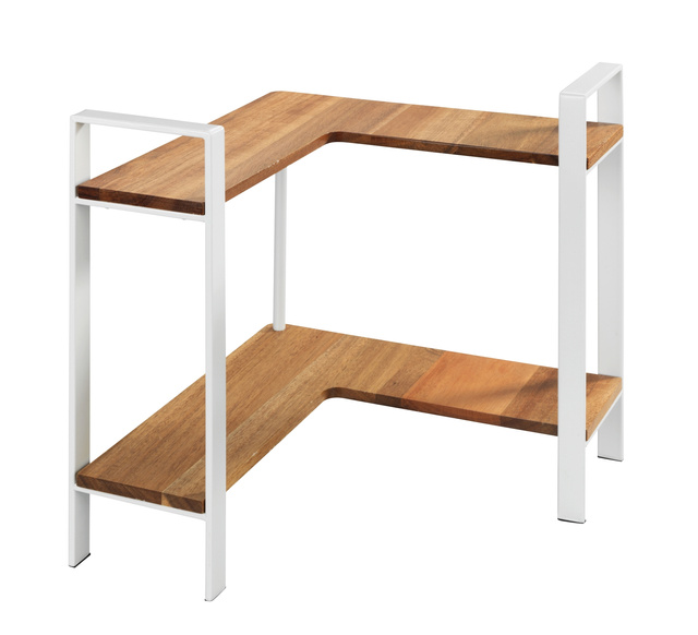 Coltar, raft bucatarie pe doua nivele pentru blat LOUISA, lemn de salcam